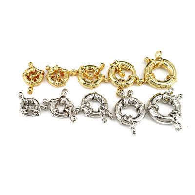 China Fashionable Wholesale Silver 18k Gold Plated Round Spring Ring Clasp Buckle For Bracelet Necklace Making for sale