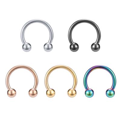 China Environmental Friendly Wholesale Exaggerated Horseshoe Eyebrow Ring Titanium Steel Ball Nose Ring Piercing Jewelry Eyebrow Ring for sale