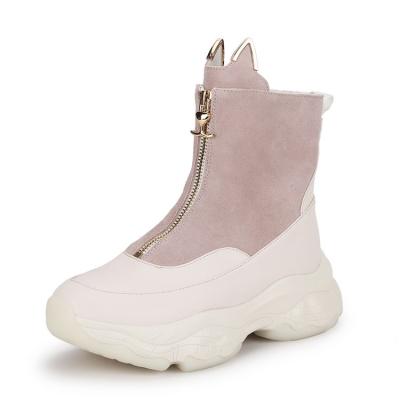 China Cute Wholesale Zipper Booties Cat Ears Anti-odor Women Outdoor Short Boots for sale