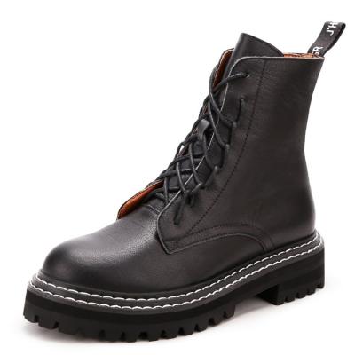 China Anti-Smell Customized High Quality Women's Boots Fashion Straps Black Leather Boots Women's Casual Winter Shoes for sale