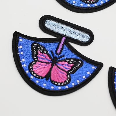 China 3D Stock Or Custom Personalized Cheap Butterfly Iron On Embroidery Patches For Apparel for sale