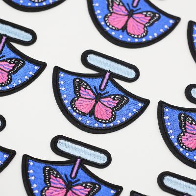 China wholesale 3D in stock no min custom bug patches embroidery butterfly handmade iron on patch for sale