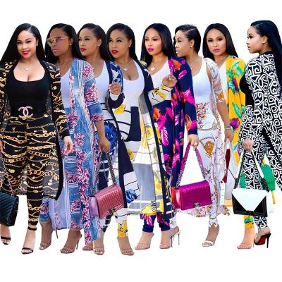 China 2021 Fashion Lady Anti-Static Casual Coat And Pants Printed Jacket Set Pants Two-Pieces Clothes Set Casual Spring Plus Size Dress for sale