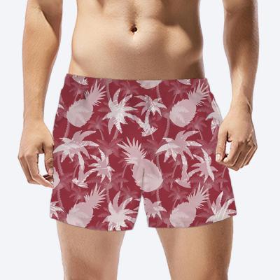 China Breathable Mens Swimwear Shorts Quick Dry Custom Printing Shorts Hawaii Pineapple AMP Coconut Tree Green Pattern Mens Running Shorts for sale