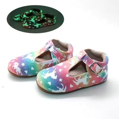 China Wholesale Round Unique Neon Suede Color T Bar Baby Shoes for sale