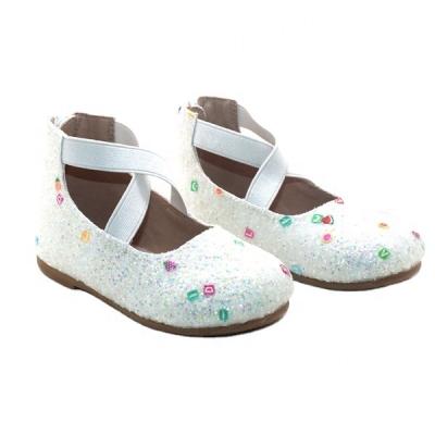 China Round Enchanted Glitter Leather Ballet Fruit Pattern Baby Kids Flat Shoes for sale