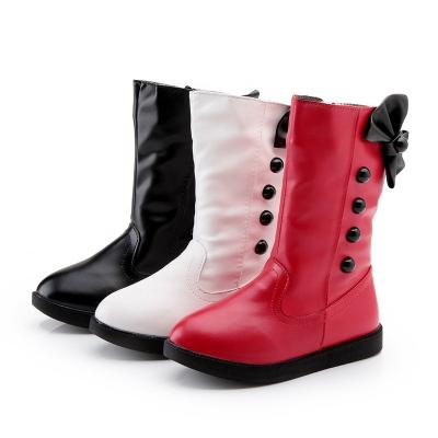 China Durable autumn and winter models plus flat bottom warm children's bowknot boots velvet tube top cotton boots for sale