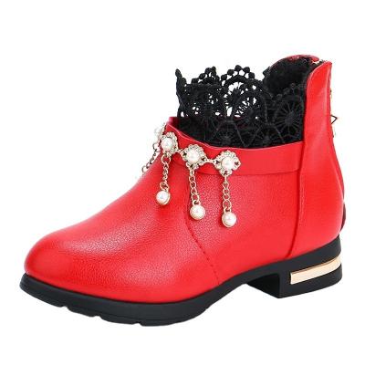 China 2021 durable autumn and winter new girls' leather shoes lace and velvet princess shoes lace for sale