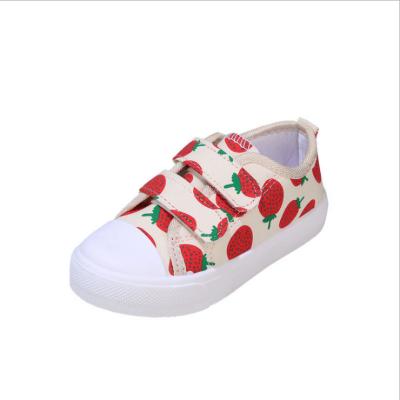 China Strawberry Pattern Round Canvas Kids Shoes Kids Canvas Shoes For Girls for sale