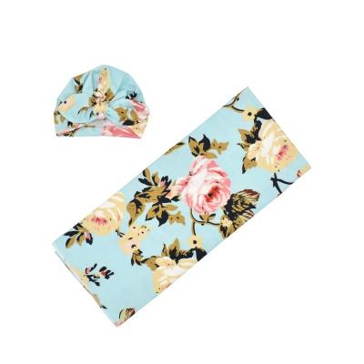 China Breathable Infant Sleep Baby Wrap Sleeping Bag Rabbit Ears Hat Newborn Wrap Set Printed Wrap Blanket Wrap Towel Hat Set for sale