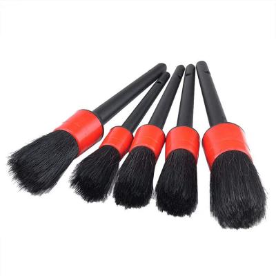 China Dirt Resistant Car Wash Detailing Sweep 5 Pieces Car Wash Soft Brush Bristle Natural Hog Hair Brushes for sale