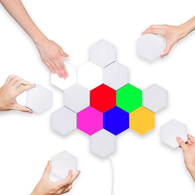 China Modern Hexagonal Geometry LED Wall Panel Hex Honeycomb Splicing Night Light DIY Lamp for sale