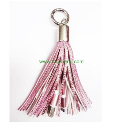 China Mobile Phone Leather 8pin Tassel To USB Charging Data Line Metal Ring Key Chain Charging Data Line for sale