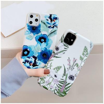 China Dirt Resistant For iPhone 11 Max Pro Vintage Aesthetic Literary Flowers Cover Soft TPU Case for sale