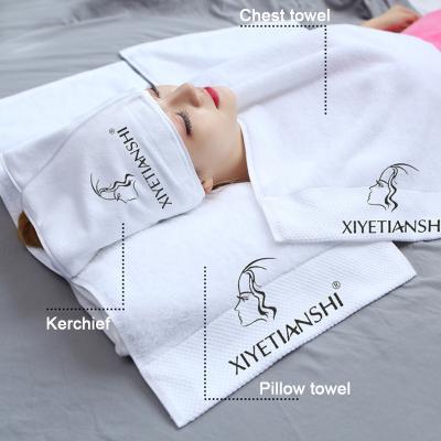 China Sustainable Bath Cotton Towels White Salon Bath Towels Customize Towels Cotton Luxury Bath With Logo for sale