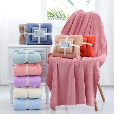 China QUICK DRY Luxury Bath Towel Sets Microfiber Towel Gift Set Custom Coral Fleece Towel Sets for sale