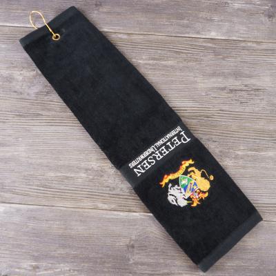 China Custom Printed Cotton Golf Towels Logo Cotone Velor Triple Viable Golf Towel Quick Dry Submarine for sale