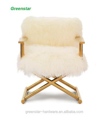 China Imported Wool 2cross leg Modern Design Stainless Steel Sheep Wool Dining Chair for sale