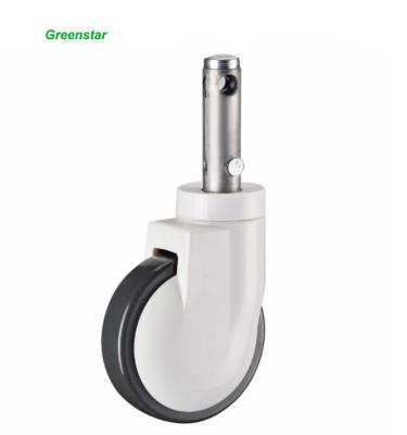 China Central Lock China Factory 5 Inch White Rod Medical M8 Bolt Polyurethane Caster Wheel For Hospital for sale