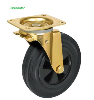 China Caster 8 Inch PU Rubber Hardware Casters Wholesale Brake Wheels for sale