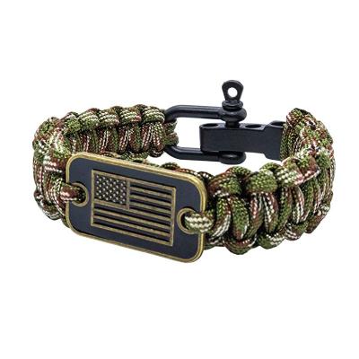 China Outdoor Camping Hiking USA Flag Paracord Travel High Tensile Bracelet Galvanized, Paracord Bracelet With Magnetic Clasp, Paracord Charms for sale