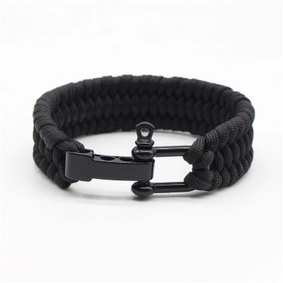 China Multifunctional Outdoor Survival Tool Bracelet Charms Custom Woven Steel Shackle Men's Adjustable Bracelets for sale