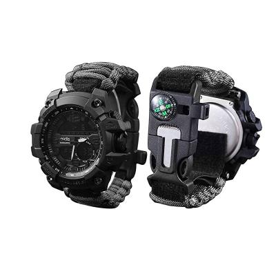 China Outdoor Camping Hiking Outdoor Sports Watch Survival Paracord Traveling Multifunctional Watch, Tactical Military Watches Men for sale