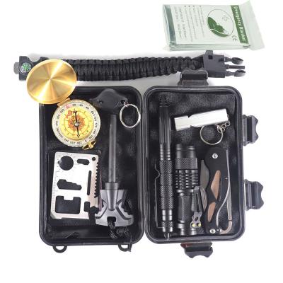 China Outdoor Camping Boosting EDC Outdoor Custom Travel Emergency 10 in 1 Survival Kits Survival Kit Military Emergency for sale