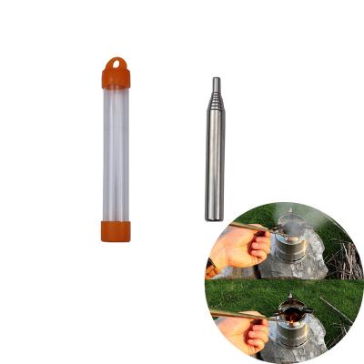 China Outdoor Camping Hiking Outdoor Camping Stainless Steel Fire Starter Pocket Bellows Displacement Tube for sale