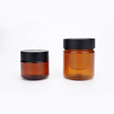 China 30g 50g Cosmetic Jar Skin Care Packaging PET Face Cream Brown Plastic Container for sale