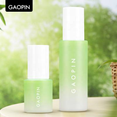 China Modern Plastic Cream 30ml Jar 50ml 100ml 120ml Skin Care Set Facial Serum Oil Bottle Lotion Container Green Packaging Bottle for sale