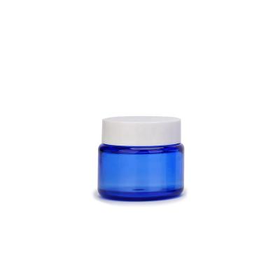 China Skin Care Cosmetic Packaging 1oz 30ml 50ml Face Cream Eco-Friendly Empty Plastic Jar White Blue Quick for sale