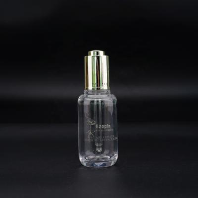 China Personal Skin Care Packaging Essential Oil Serum 60ml Clear Cosmetic Push Button Dropper Plastic Bottle for sale