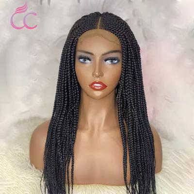 China New Long Silky Straight Wave Black Synthetic Hair Lace Front Braided Wigs Natural Micro Braided Box Lace Front Wigs Braided Lace Wig for sale