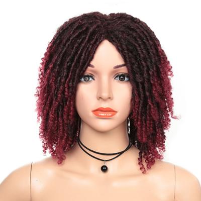 China Hot Selling Cheap Synthetic Hair Silky Straight Wave Wigs For Black Women African Short Dreadlocks Wig Curly Faux Locs Crochet Hair Braided Wigs for sale