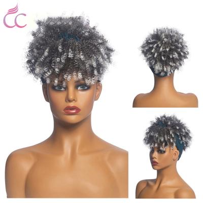 China Wholesale Afro Wave Curly Twist Synthetic Hair Wig With Headband Wig Synthetic Fiber Afro Curly Hair Wig for sale