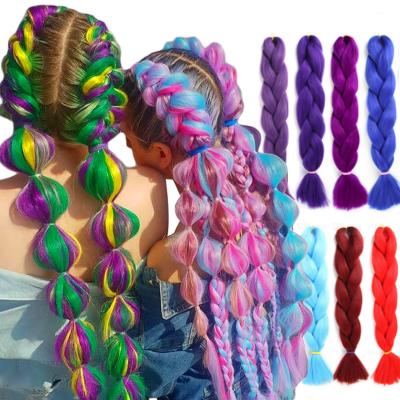 China High Quality With Factory Wholesale Price 24inch 170g Synthetic Elephant Braids Crochet Hair Xpression Braiding Synthetic Hair Extensions Lace Heat Resistant White Blue for sale