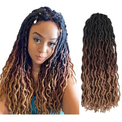 China High Quality With Factory Wholesale Price Gypsy Wavy Locs Crochet Hair Goddess Faux Locs 18Inch Curly Wavy Locs Twist Hair Braiding Extensions for sale