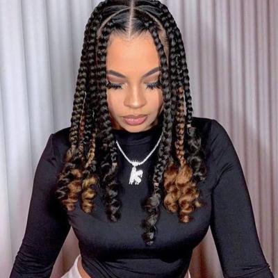 China High Quality With French Factory Wholesale Price Free Sample For Pre Curly Crochet Braids Ombre Ombre Braid Deep Curly Loose Wave Extension Synthetic Braiding Hair for sale