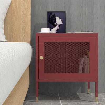 China Household Foldable Metal Bedroom Furniture Bedside Cabinet Closet Material Bedside Table for sale