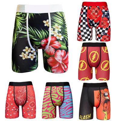 China Antibacterial American Popular Camouflage Printed Long Leg Athletic Shorts Plus Size Quick Dry Men's Underwear Boxer Briefs for sale