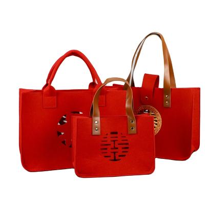 China New Launch Instant Felt Button Watch Gift Needle Felt Jewelry Tote Bag Custom With Logo for sale