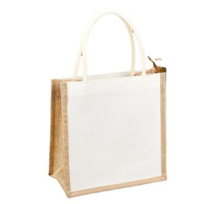 China Eco-Friendly Aesthetically Pleasing Jute Beach Jute Zipper Bag Cotton Jute Fabric For Bags for sale