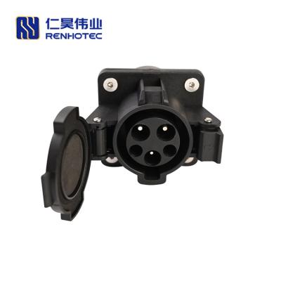 China Y2K SAE J1772 16A 32A Vehicle Side 5 Holes Male Plug With Dust Proof Cap EV Charging Connector for sale