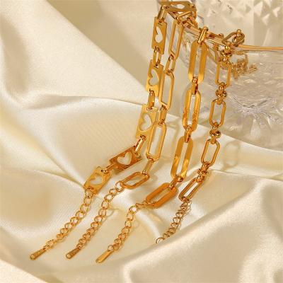 China Romantic Ins wind net red with the same hollow cross gold plated handmade women's buckle bracelet 18k stainless steel chain bracelet for sale