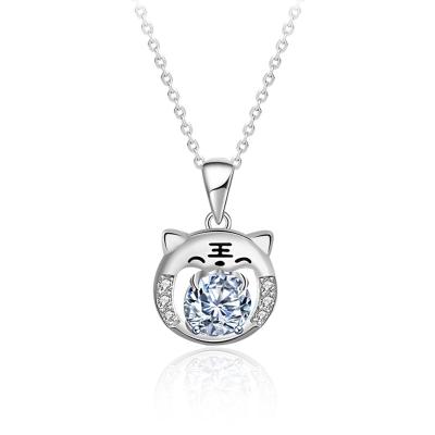 China Romantic Fine Jewelry Necklaces 925 Sterling Silver Zodiac Tiger Necklace Ladies Designs Moissanite Clavicle Pendant for sale