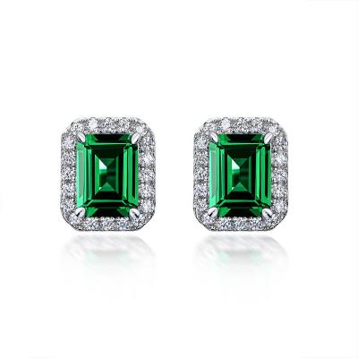 China 2022 Retro Emerald Cut 6*8 Ladies Romantic Cultivated Earrings New S925 Silver Earrings for sale