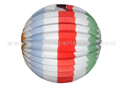 China Customized 6 / 8 / 10 Inch Red White And Blue Paper Lanterns With Striated Design Printed for sale