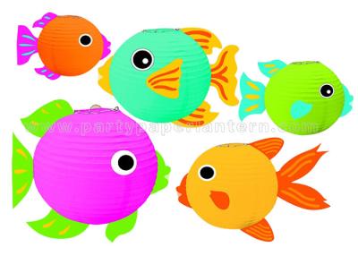 China Lovely Marine Fishs Shaped Party Paper Lanterns , Decorative Paper Lanterns for sale