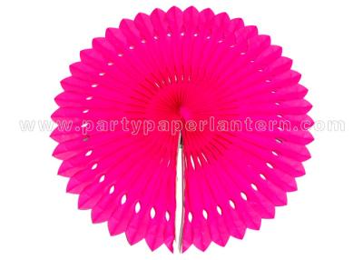 China Engraving Flower Hanging Paper Fans , Ivory  / Pink Paper Fan Party Decorations for sale